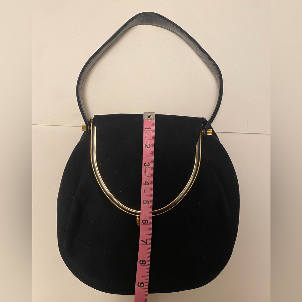 Vintage Coblentz Black Suede Handbag with Gold Accents - Picture 6 of 6